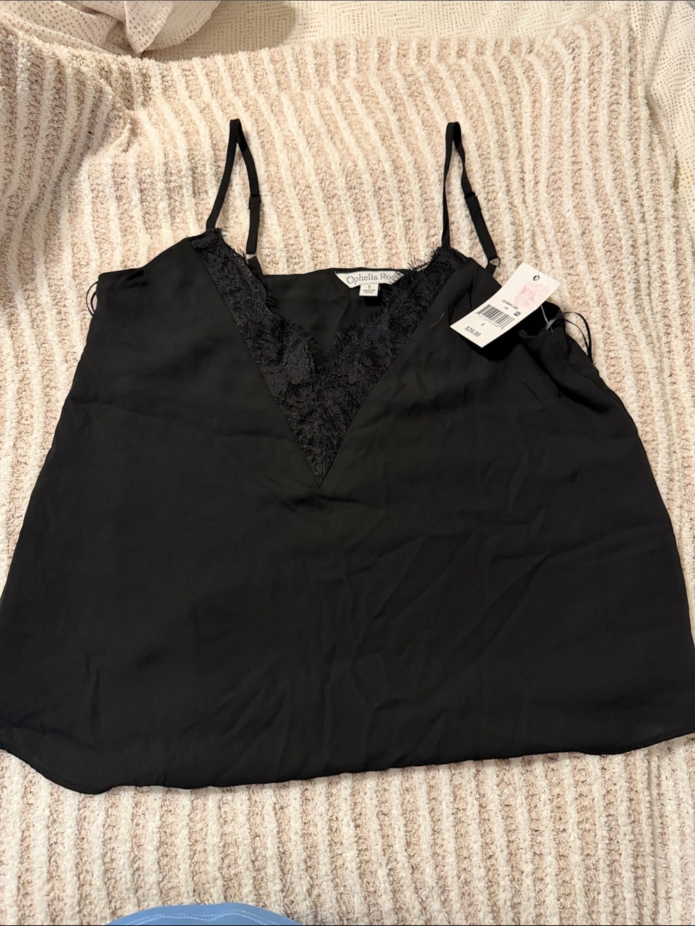 Obélia Rose Black Lace-Trim Silk Cami